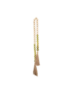 Wood & Coco Shell Bead Garland – Rustic Jute Tassel Home Décor