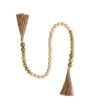 Wood & Coco Shell Bead Garland – Rustic Jute Tassel Home Décor