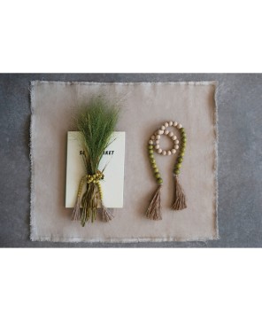 Wood & Coco Shell Bead Garland – Rustic Jute Tassel Home Décor