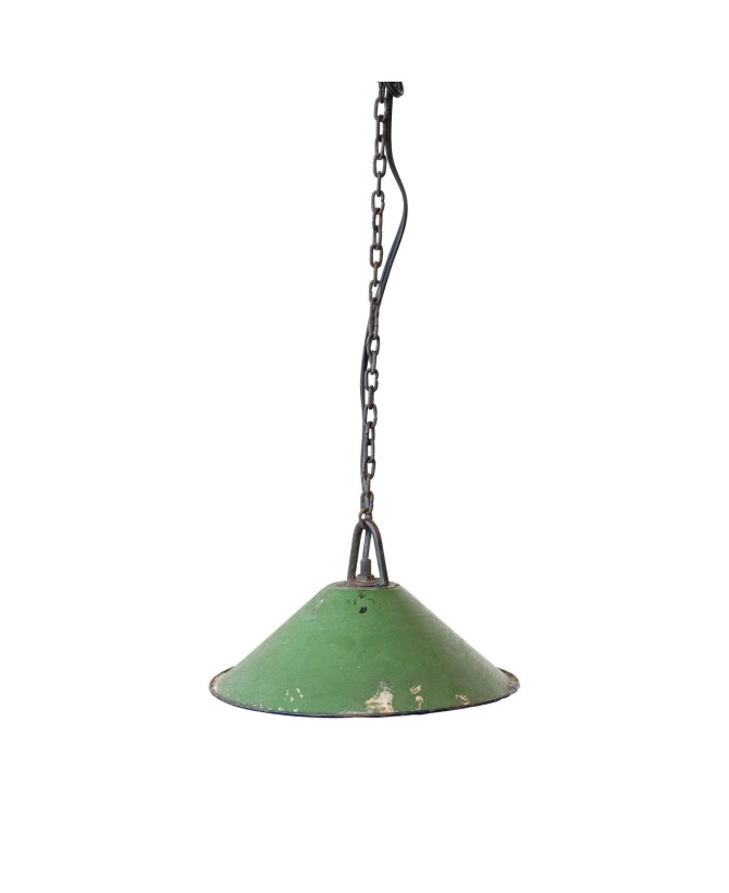 Distressed Green Found Metal Pendant Lamp with 6' Chain & Cord