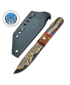 Damascus Simple – Premium Knife with Raindrop BronzeMai Steel