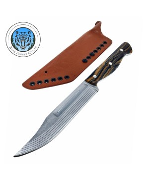 Custom San Mai Bowie – 7" Blade with Camo Micarta Handle