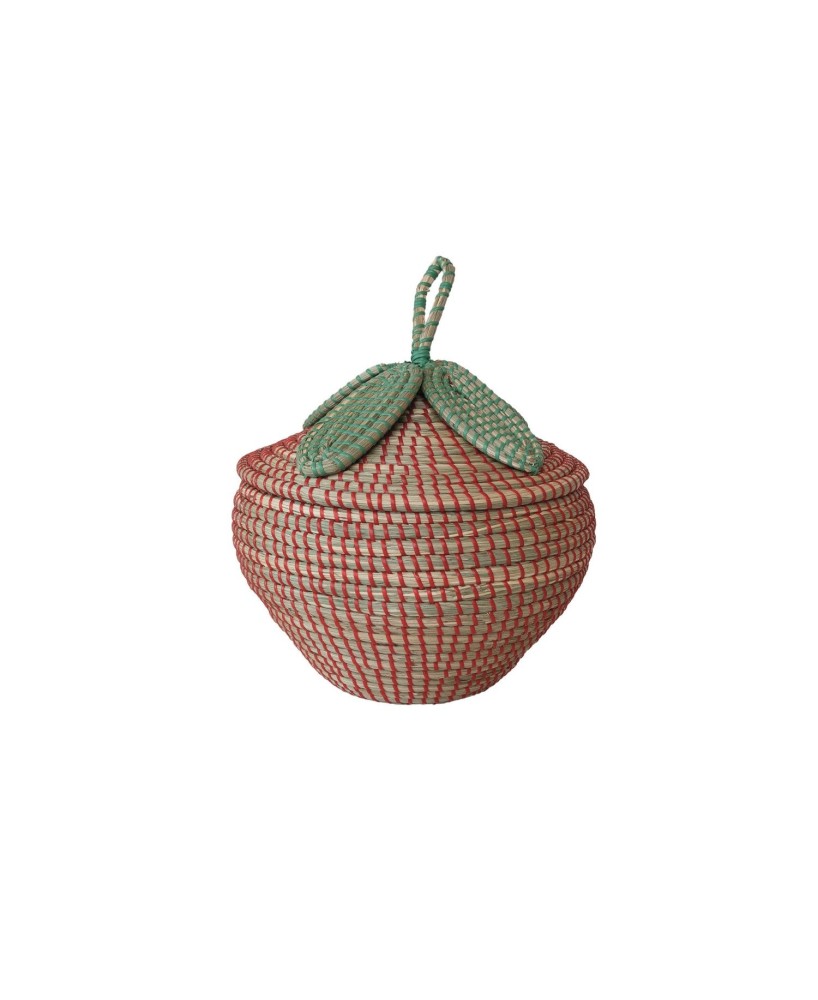 Handwoven Seagrass Strawberry Basket with Lid – Eco-Friendly & Cute