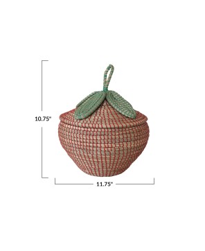 Handwoven Seagrass Strawberry Basket with Lid – Eco-Friendly & Cute