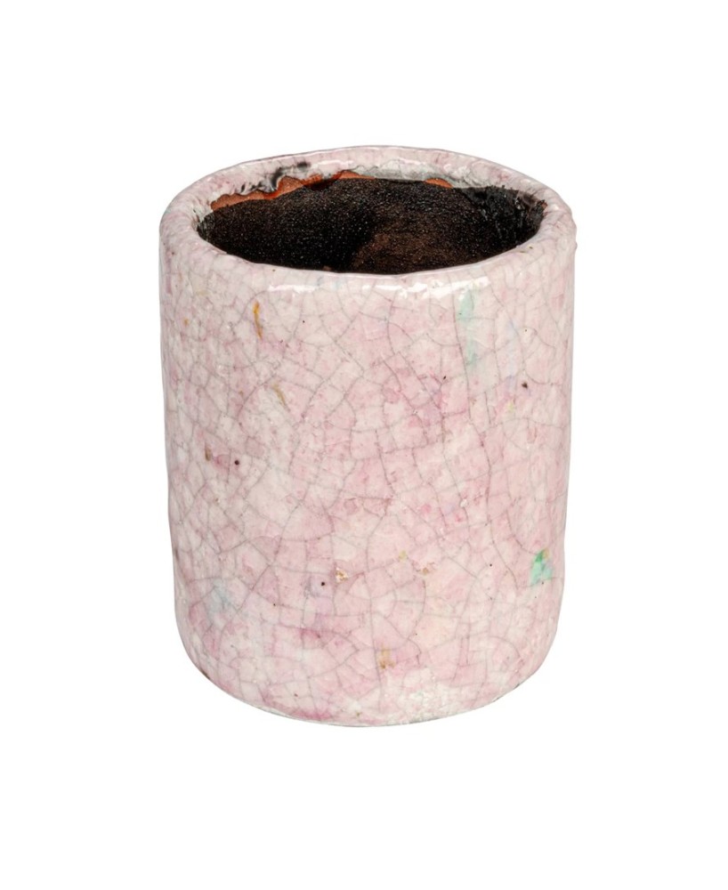 Decorative Terra-cotta Planter – Matte Pink | Crackle Glaze