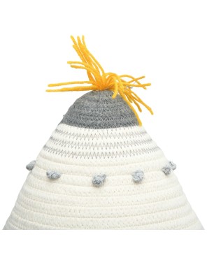 Cotton Rope Basket with Lid & Embroidery – Stylish Home Storage