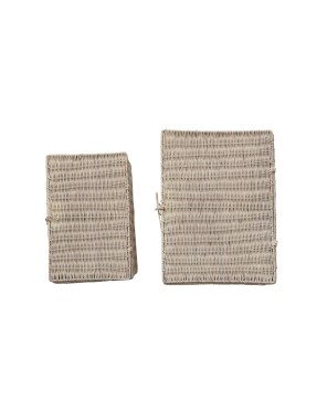 Hand-Woven Rattan Storage Boxes – Bleached, Set of 2 with Closures