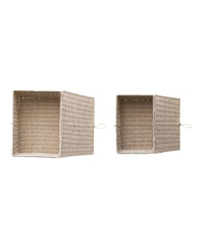 Hand-Woven Rattan Storage Boxes – Bleached, Set of 2 with Closures