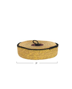 Hand-Woven Seagrass Nesting Baskets with Lid – Multi-Color, Set of 5