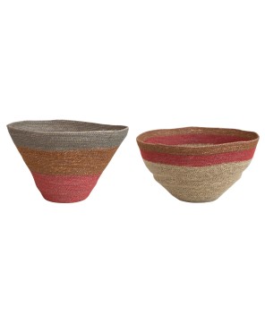 Handwoven Seagrass Nesting Baskets – Multi Color, Set of 2