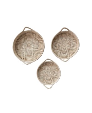 Handwoven Grass & Date Leaf Baskets with Handles – Set of 3