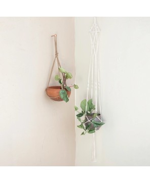 Handwoven Cotton Macrame Plant Hanger – 57" with Wood Ring