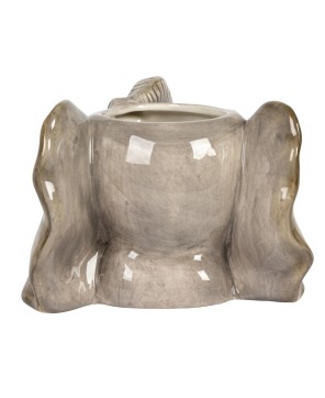 Grey Ceramic Elephant Planter – Animal-Inspired 6" Pot Holder