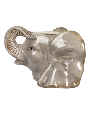 Grey Ceramic Elephant Planter – Animal-Inspired 6" Pot Holder