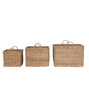 Rattan Baskets with Handles – Set of 3 Durable & Stylish Storage Bins