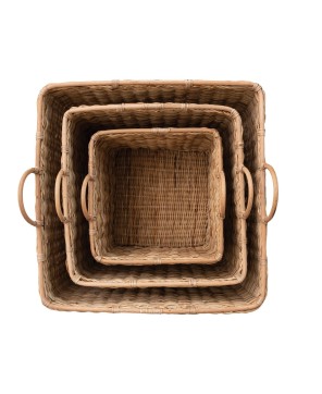 Rattan Baskets with Handles – Set of 3 Durable & Stylish Storage Bins