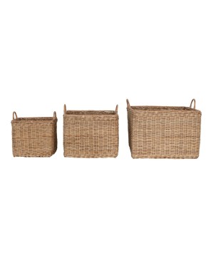 Rattan Baskets with Handles – Set of 3 Durable & Stylish Storage Bins