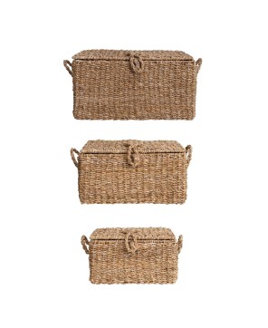 Handwoven Seagrass Storage Trunks – Set of 3 Rustic & Stylish Bins