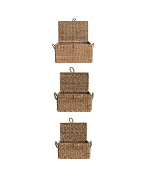 Handwoven Seagrass Storage Trunks – Set of 3 Rustic & Stylish Bins