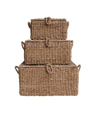 Handwoven Seagrass Storage Trunks – Set of 3 Rustic & Stylish Bins