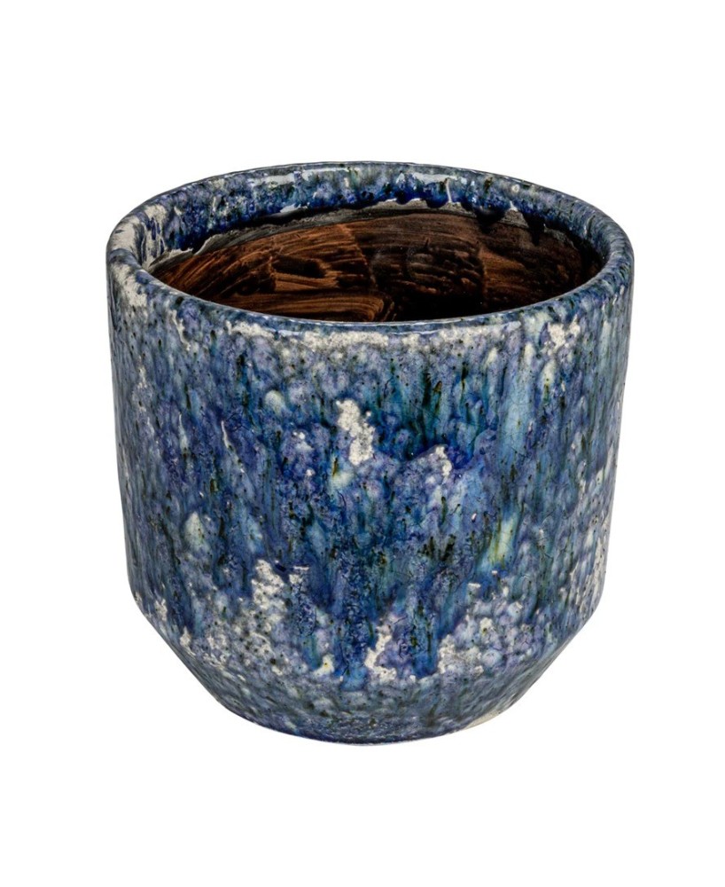 Blue Crackle Glaze Terra-cotta Planter – Holds 6" Pot | Elegant Décor