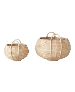 Handwoven Rattan Baskets with Handles – Set of 2 Stylish Storage Bins