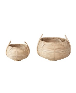 Handwoven Rattan Baskets with Handles – Set of 2 Stylish Storage Bins