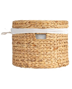 Handwoven Water Hyacinth Baskets with Lids – Set of 4 Stylish Storage