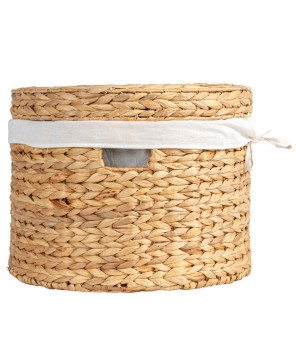 Handwoven Water Hyacinth Baskets with Lids – Set of 4 Stylish Storage