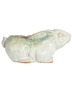 Stoneware Rabbit Planter – Reactive Glaze | Blue & White | Cottagecore