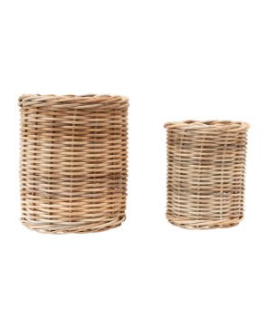 Hand-Woven Wicker Basket Containers – Natural Storage Set of 2