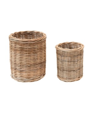 Hand-Woven Wicker Basket Containers – Natural Storage Set of 2