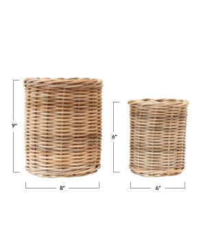 Hand-Woven Wicker Basket Containers – Natural Storage Set of 2