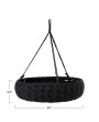 Hand-Woven Hanging Rattan Basket – Jute Rope Hanger | Black Finish