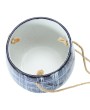 Hanging Stoneware Planter – Blue & Natural | Jute Rope Hanger