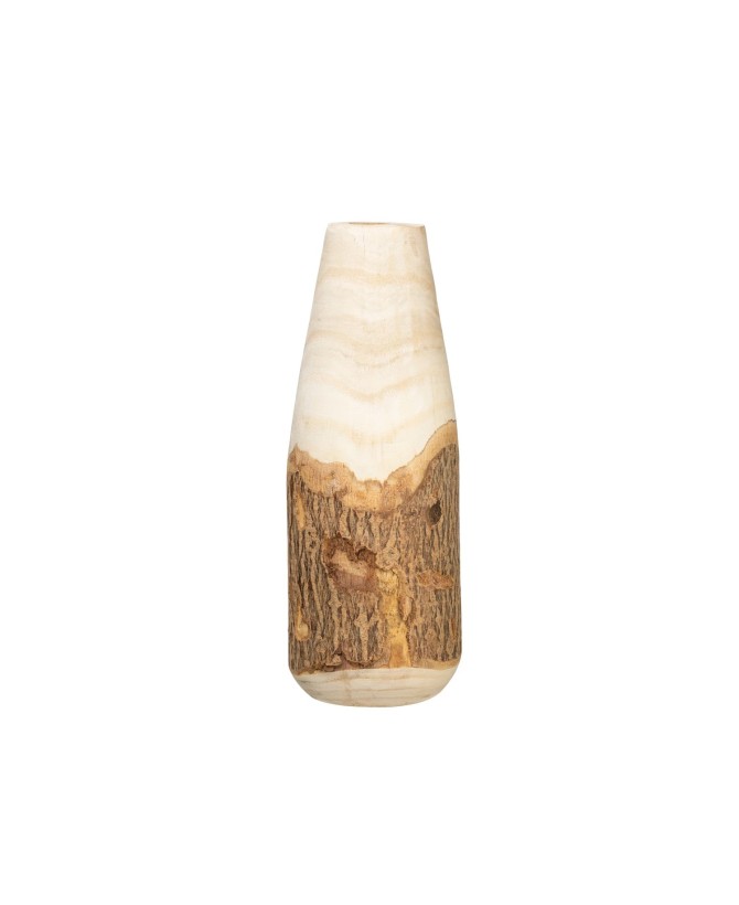 Natural Paulownia Wood Vase with Live Edge – Boho Home Accent