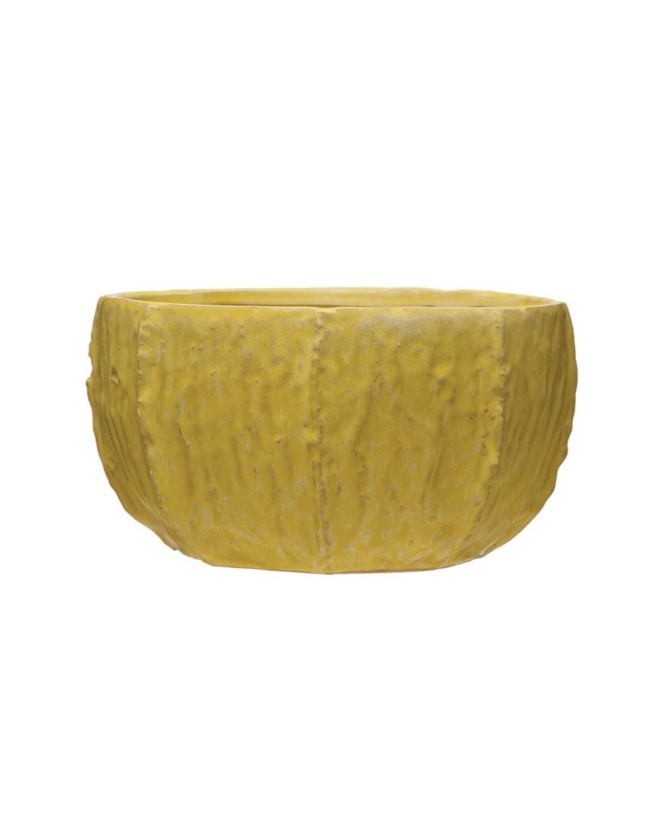 Stoneware Planter – Matte Yellow | Holds 6" Pot | Reactive Glaze