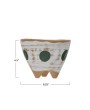 Hand-Painted Stoneware Footed Planter | Matte White, Green & Natural