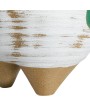 Hand-Painted Stoneware Footed Planter | Matte White, Green & Natural