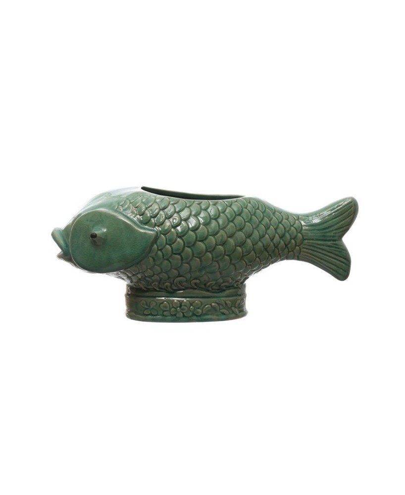 Debossed Stoneware Fish Planter – Turquoise Glaze | Coastal Home Décor Debossed Stoneware Fish Planter – Turquoise Glaze | Coastal Home Décor