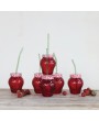 Strawberry Glass Set with Lid & Straw – Fun Vintage Drinkware