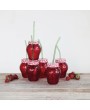 Strawberry Glass Set with Lid & Straw – Fun Vintage Drinkware