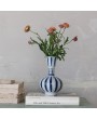 Hand-Painted Stoneware Vase – Dots & Stripes, Blue & White