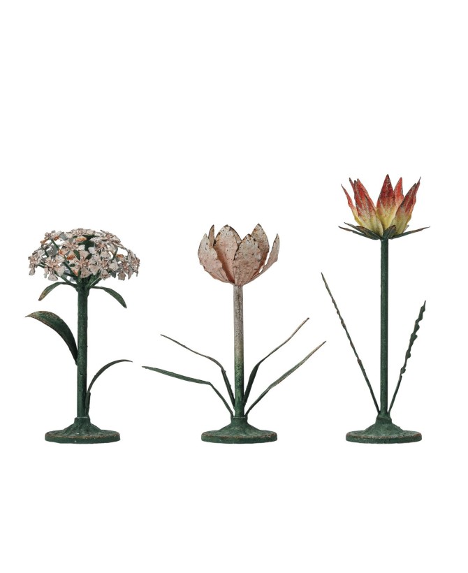 Hand-Painted Vintage Toleware Taper Holder – 3 Floral Styles