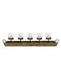Rustic Wood & Metal Votive Holder – 5 Glass Votives for Cozy Ambiance