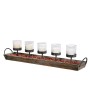 Rustic Wood & Metal Votive Holder – 5 Glass Votives for Cozy Ambiance