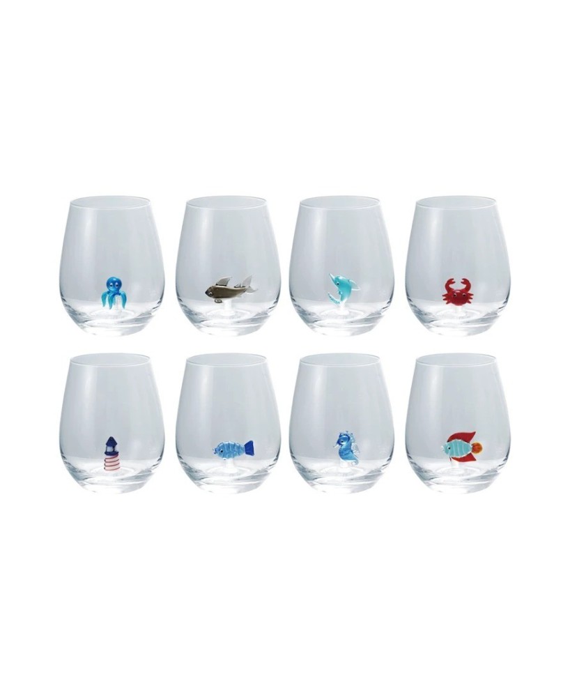 18 oz. Stemless Wine Glass with Hand-Blown Ocean Figure – 8 Styles 18 oz. Stemless Wine Glass with Hand-Blown Ocean Figure – 8 Styles