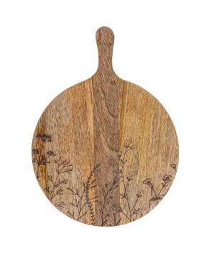Mango Wood Cheese Board with Laser Etched Botanicals