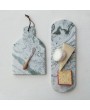 Marble Cheese Board with Canape Knife – Green Melange, Set of 2