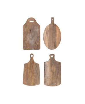 Mango Wood Cheese Board & Canape Knife Set – Natural, Set of 2
